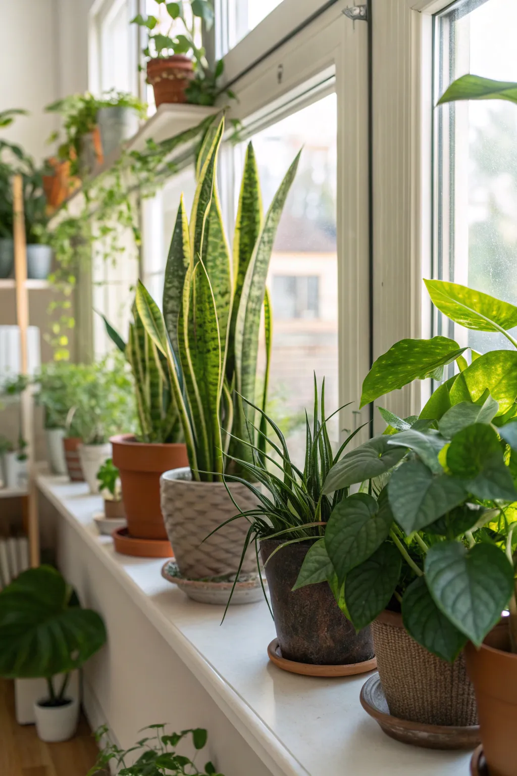 Indoor plants adding freshness to an organic modern home interior