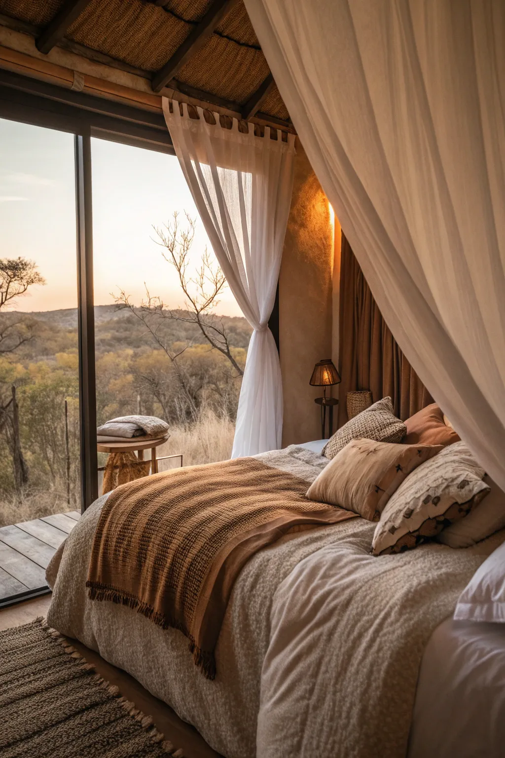 Dreamy bedroom featuring soft textures and earthy tones