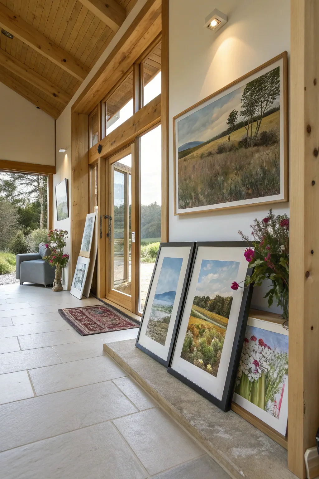 Art pieces reflecting nature in an organic modern home