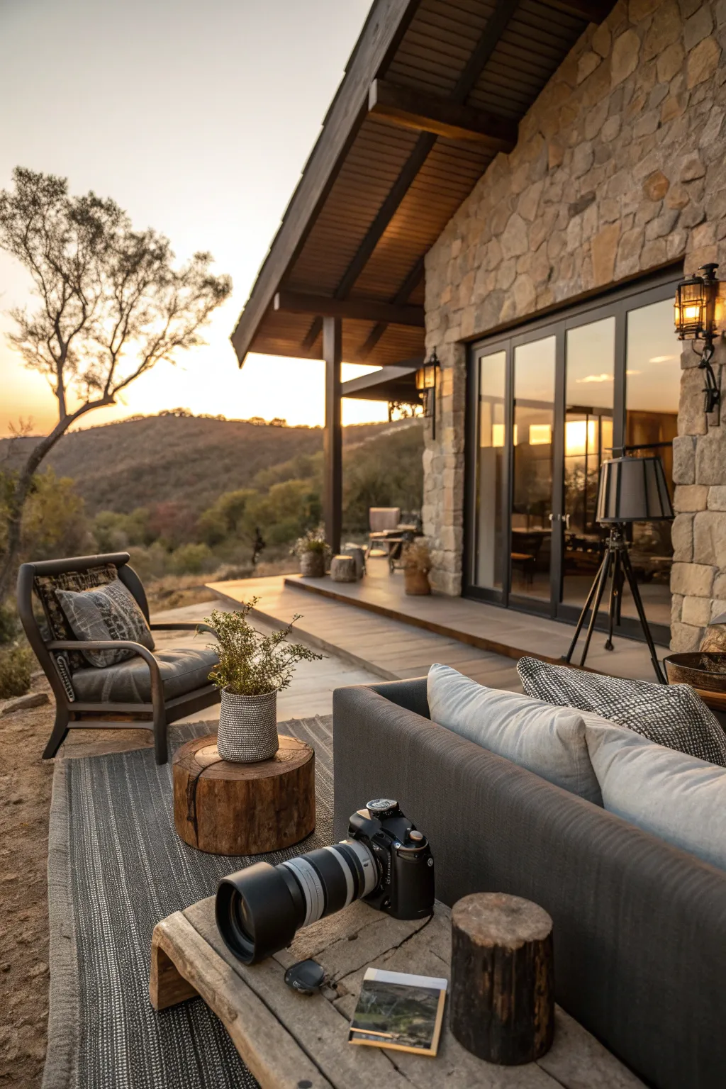 A home showcasing a blend of modern and rustic styles