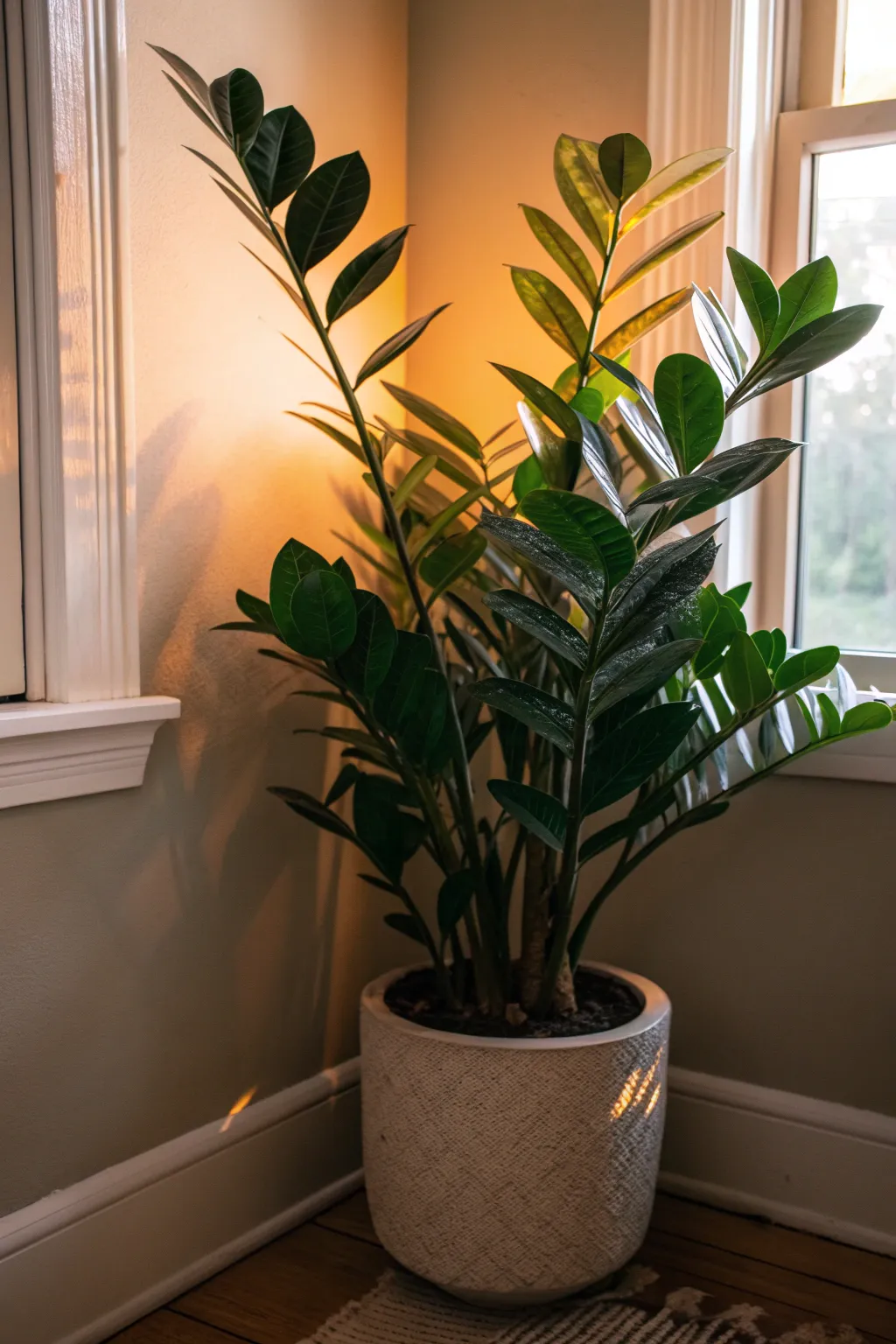 ZZ plant sitting in a neglected corner of a room