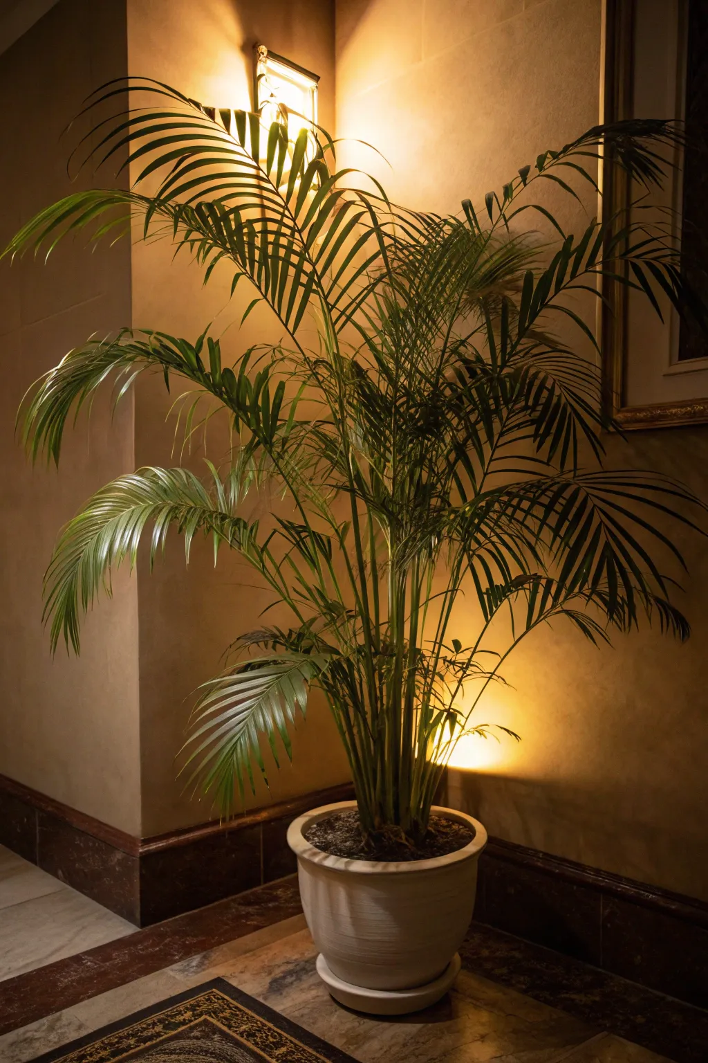 Parlor Palm in a low-light room corner