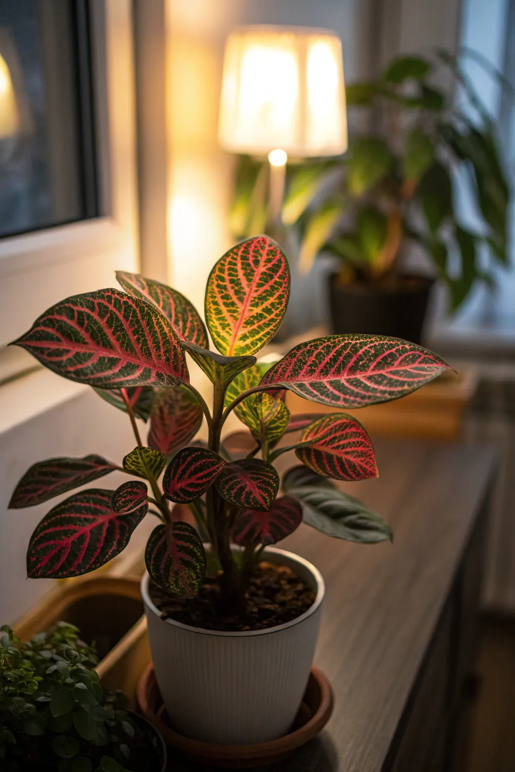 Nerve Plant in a small pot in a low-light room
