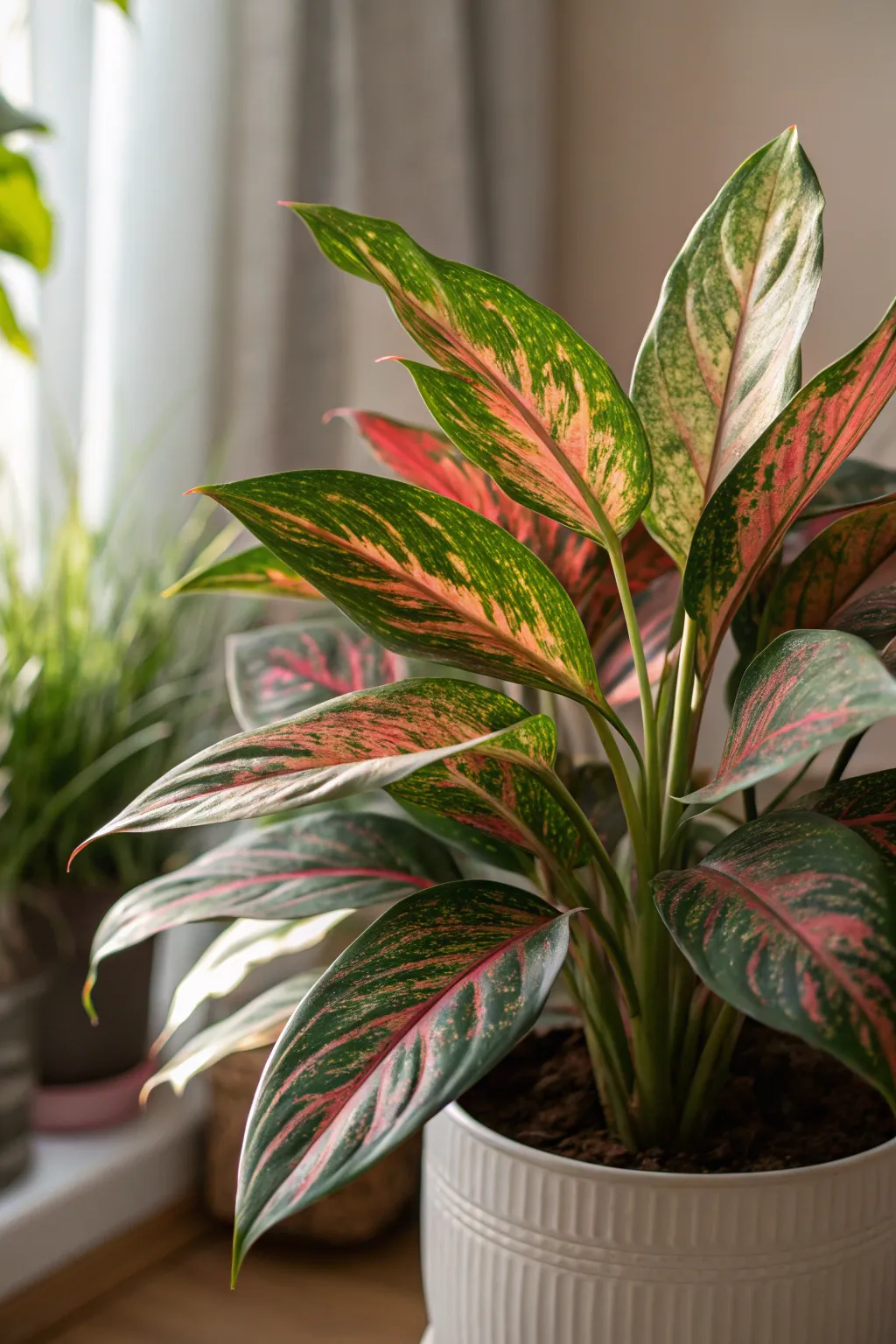 Chinese Evergreen in a low-light room