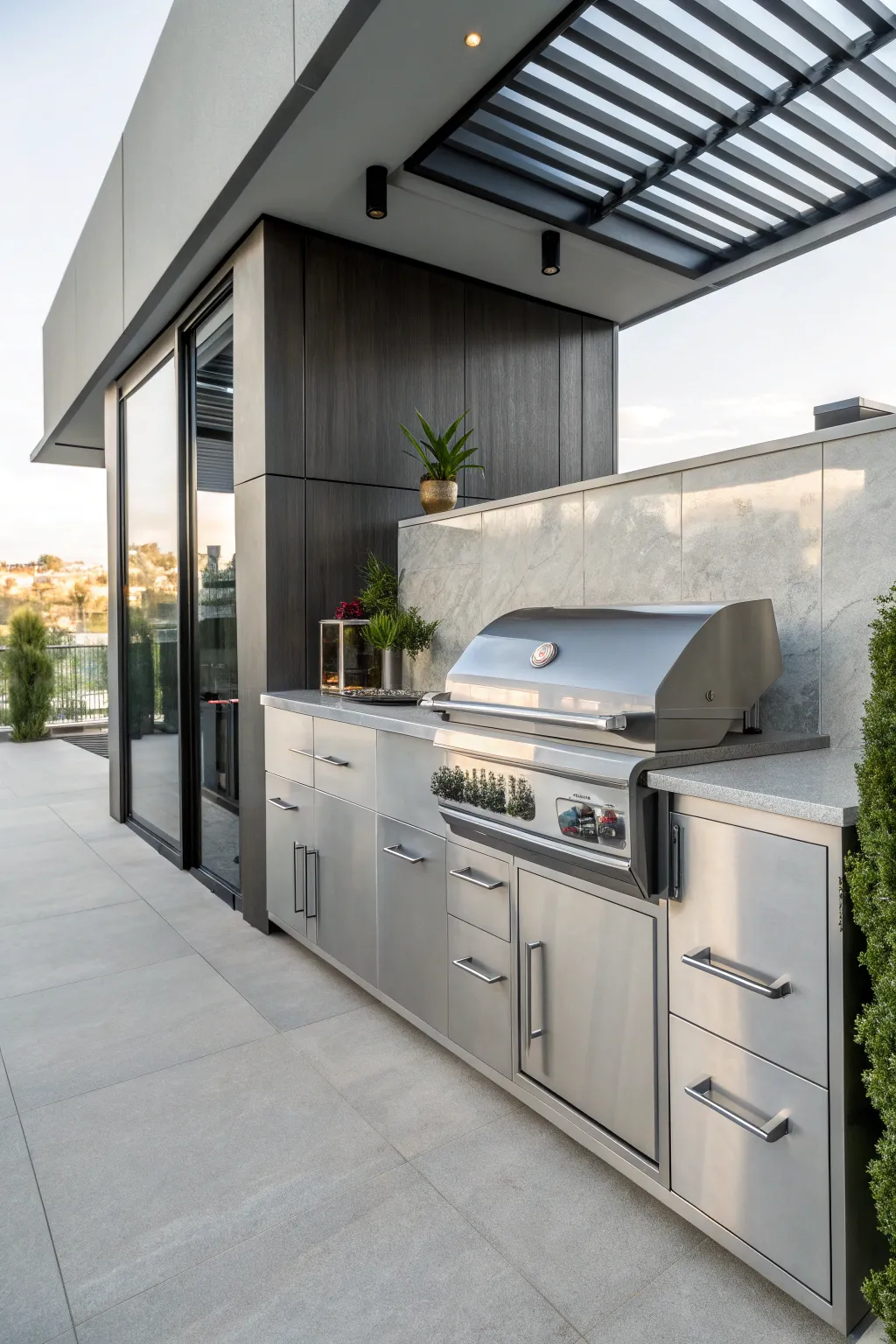 Built-in BBQ with functional layout and storage