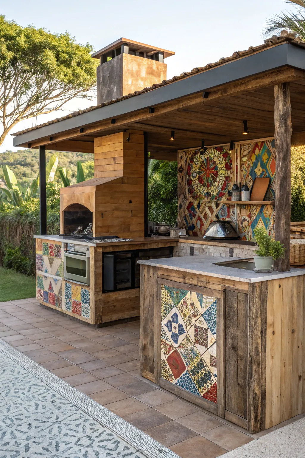 Unique facade design for outdoor kitchen