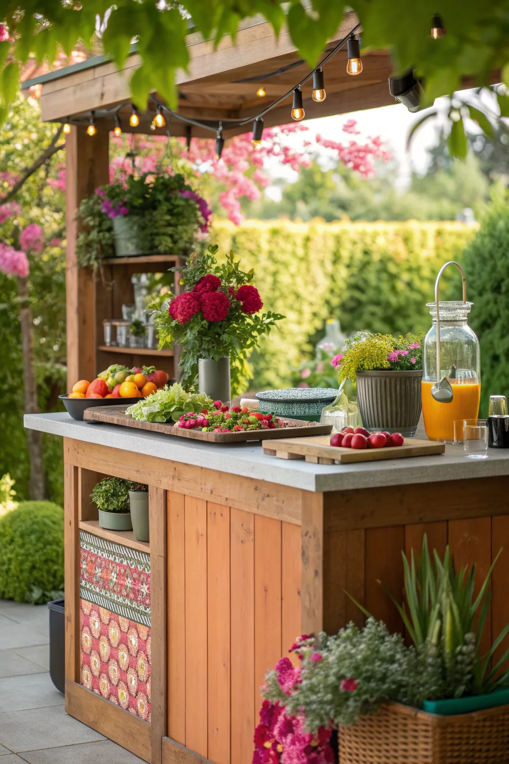 Garden bar kitchen setup for entertaining guests