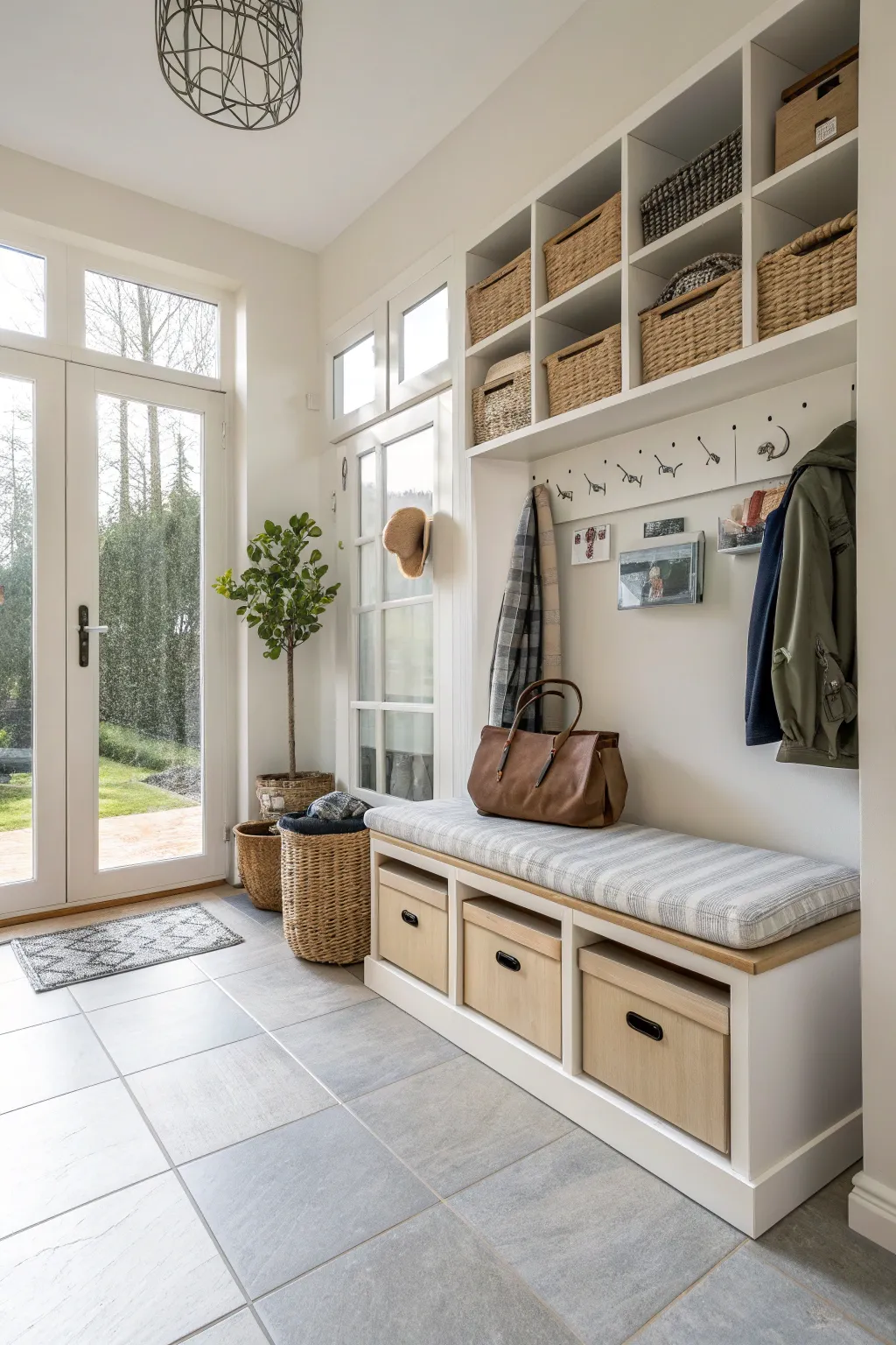 A practical entrance hall with multi-functional storage furniture.