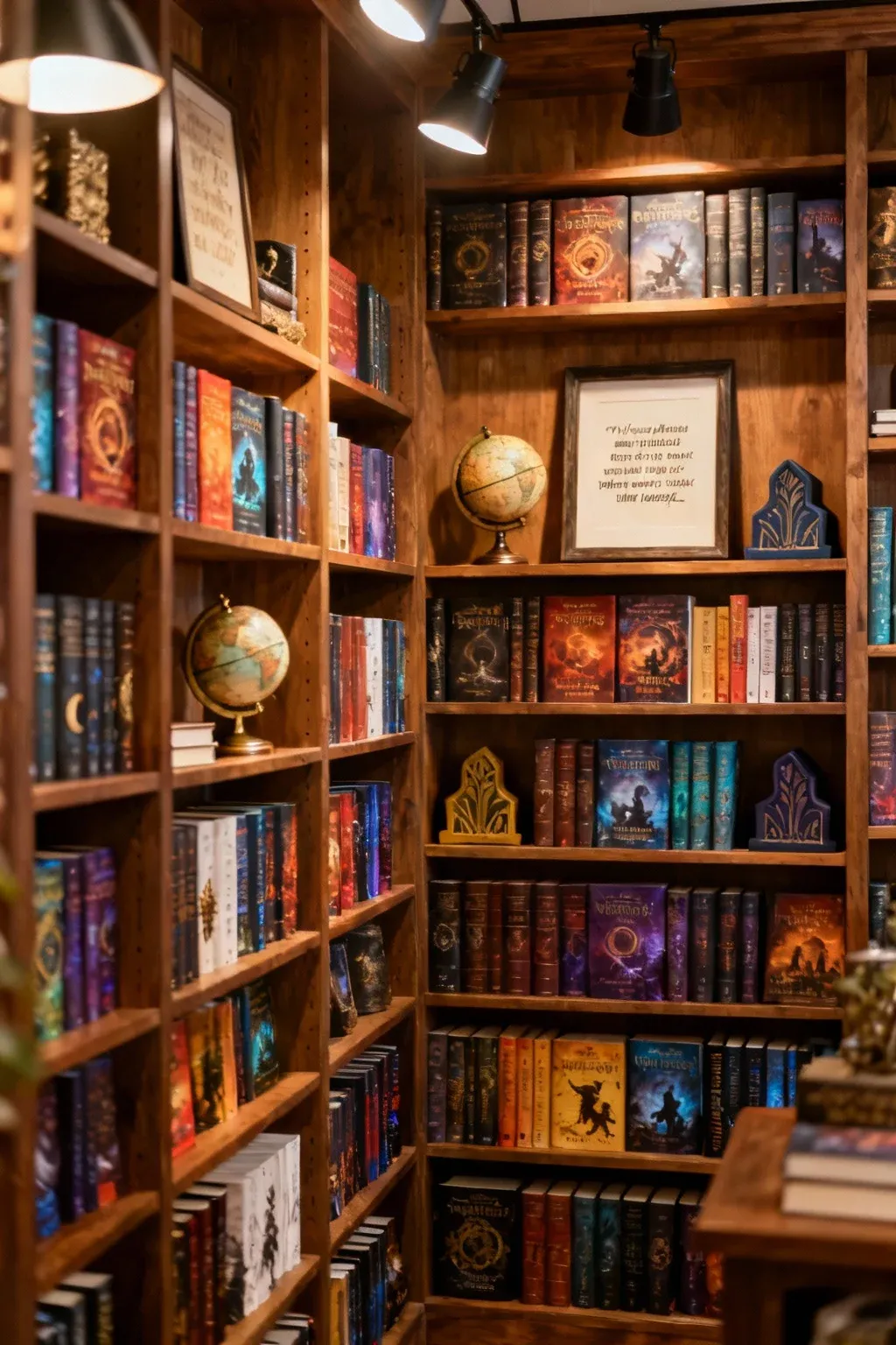 Themed bookshelves curated for a cohesive aesthetic filled with books.