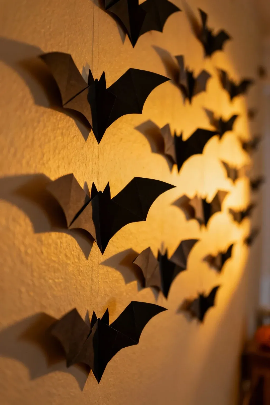 Bat decorations stored flat in labeled organizers for reuse