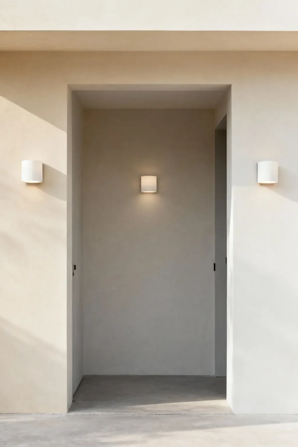 Minimalist light fixtures blending seamlessly into a clean entryway.