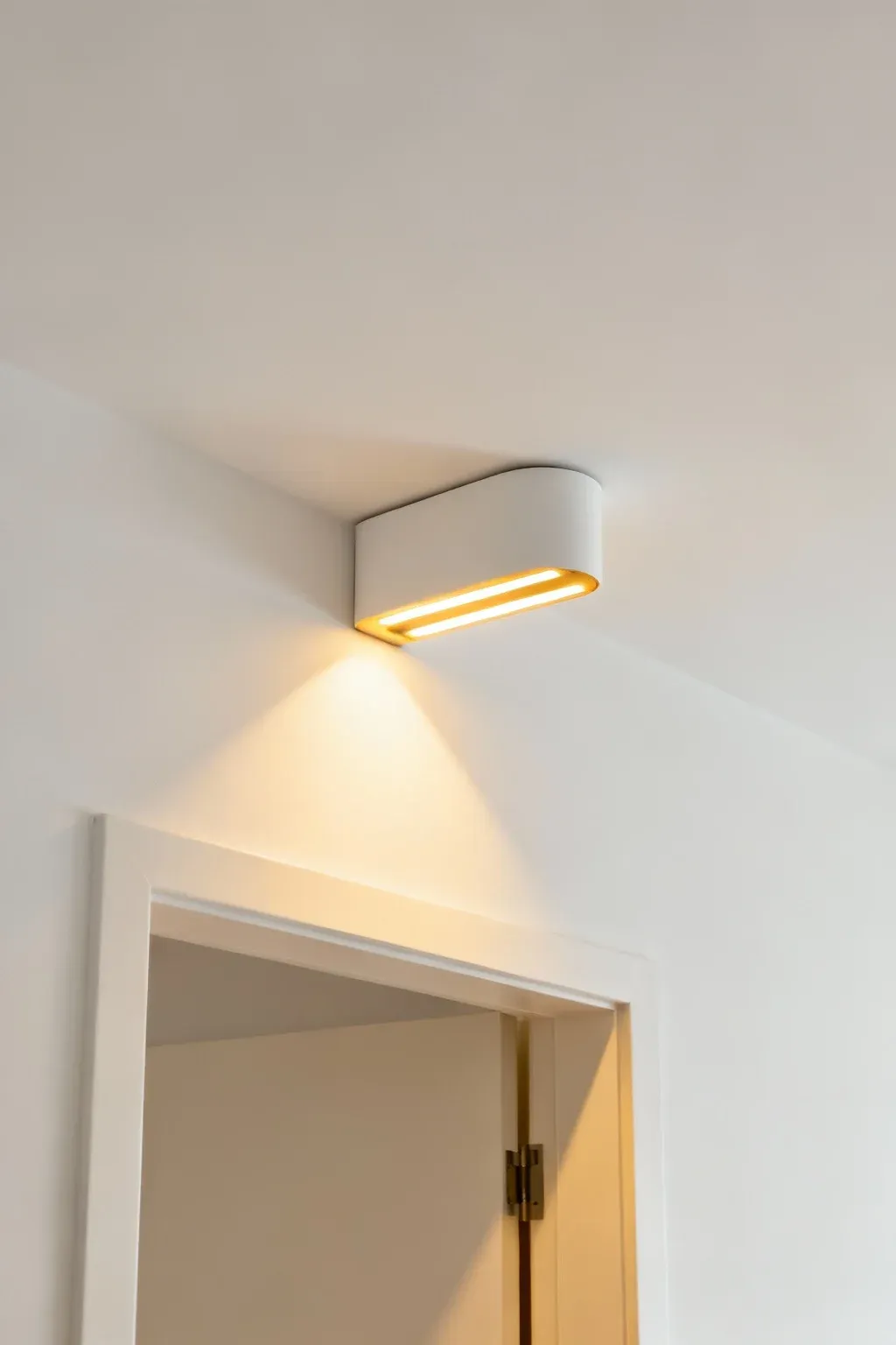 Sleek flush mount light fixture in a contemporary entryway.