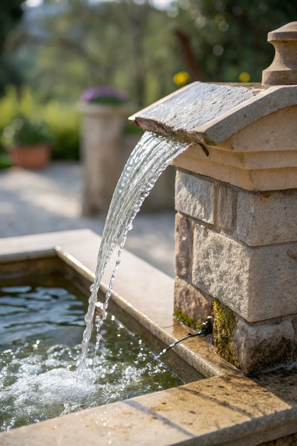 Corner-Mounted Small Waterfall Spout