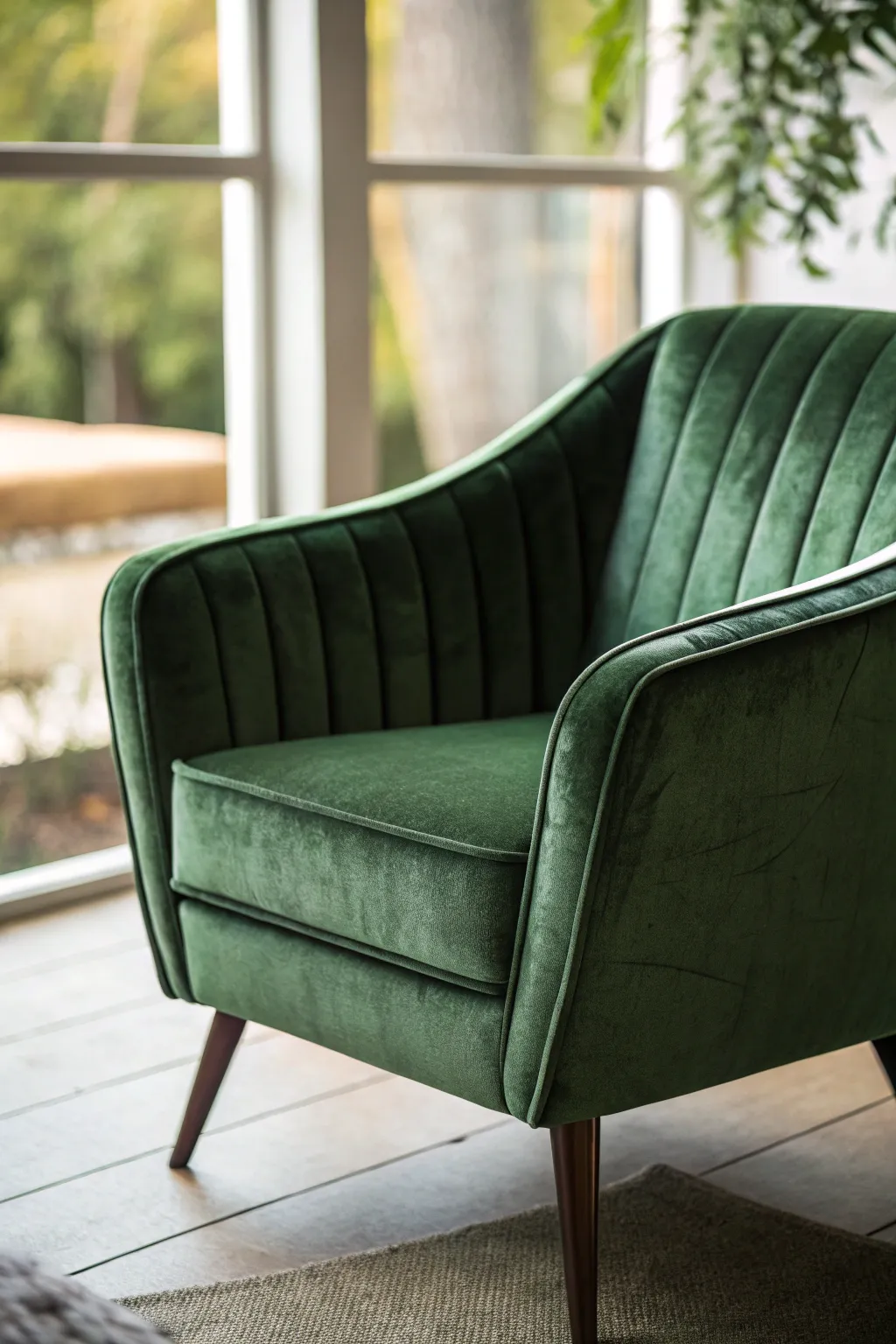 Deep Forest Green Velvet Armchair