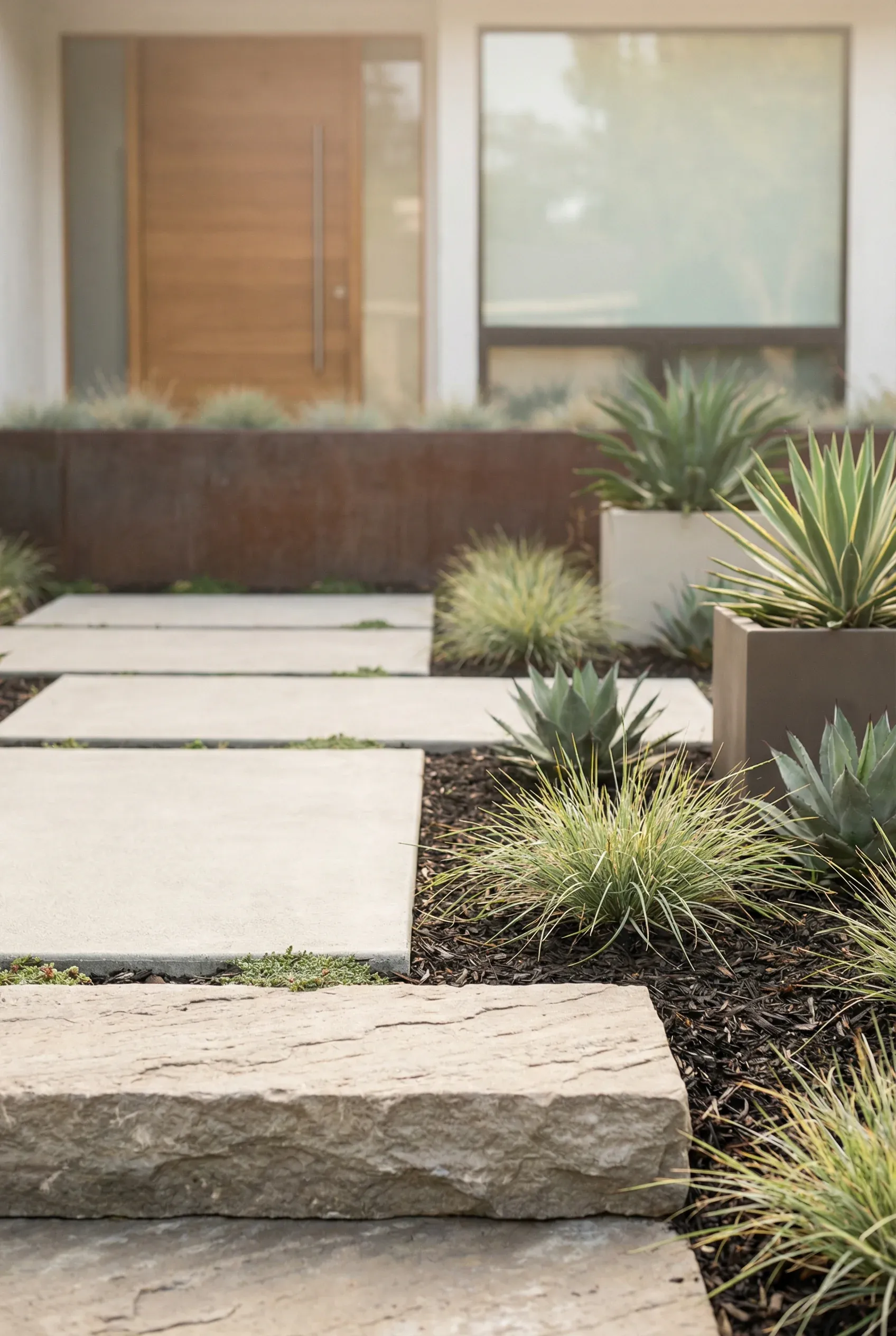 Front Entry Garden with Clean Lines and Minimal Planting