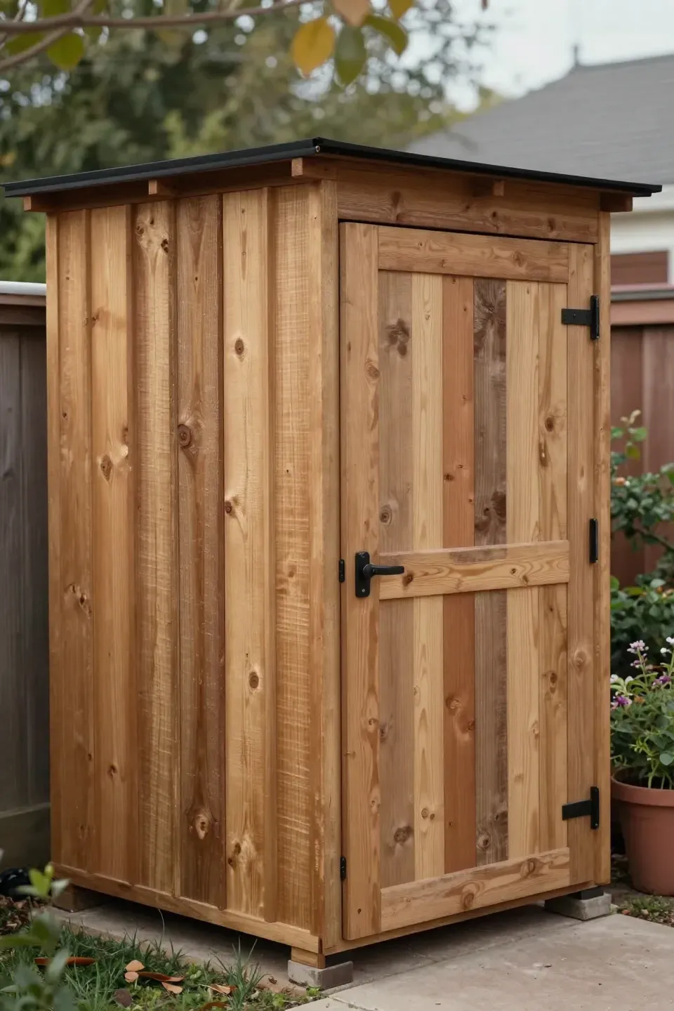 Shed featuring reclaimed wood adding a rustic touch to the design.