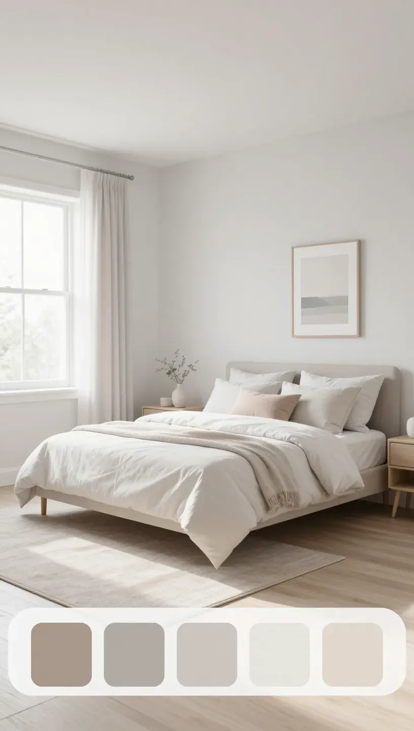 Tiny bedroom featuring a light color palette for an airy atmosphere