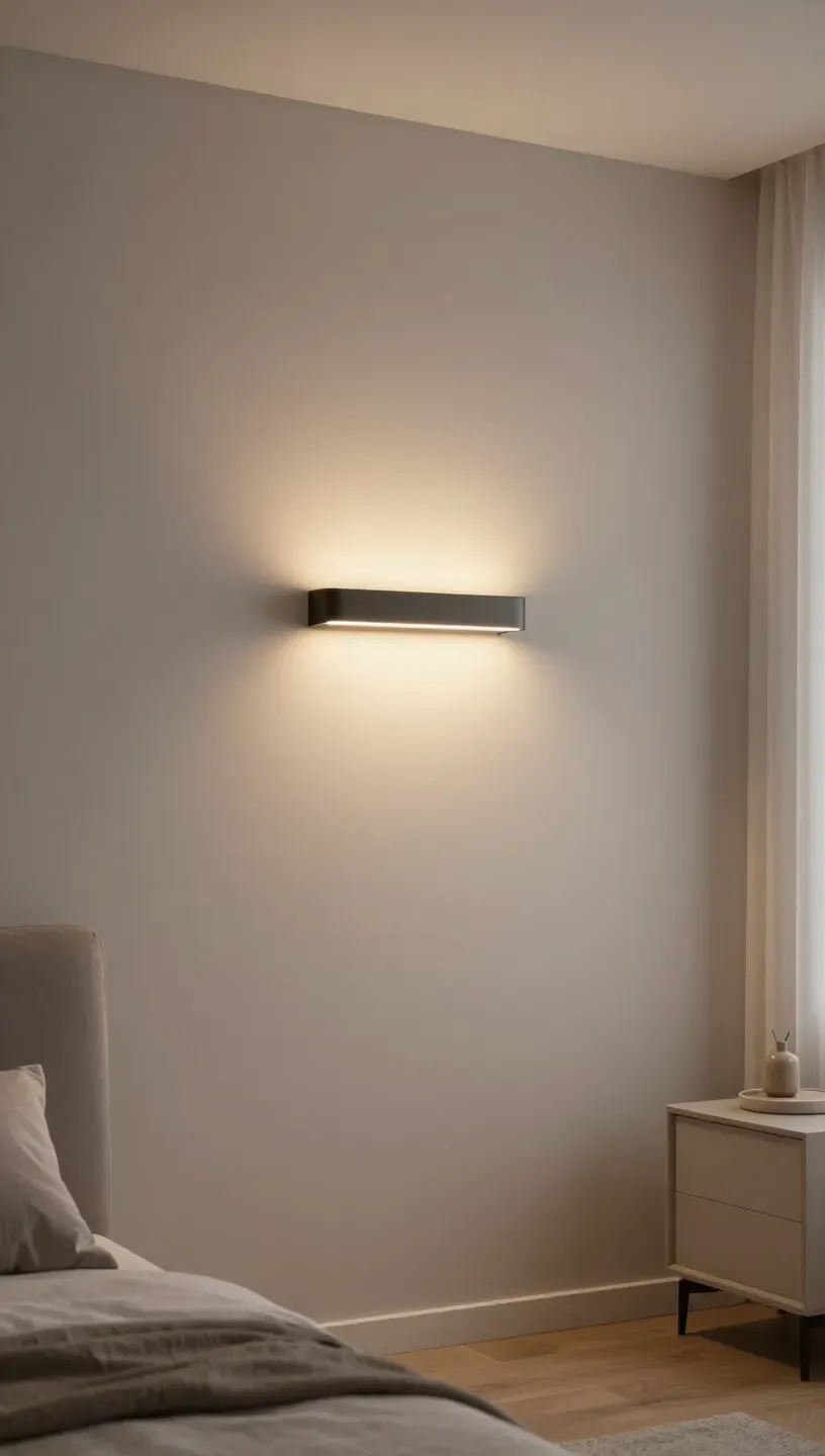 A modern bedroom with stylish wall-mounted lighting, enhancing the decor and saving space.