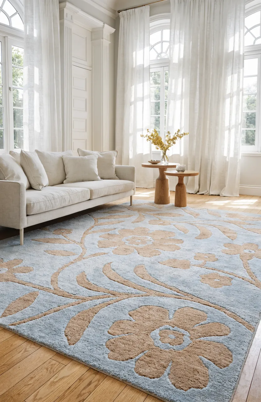 11 Blue and Beige Rug Ideas for a Balanced Living Room - BambRise