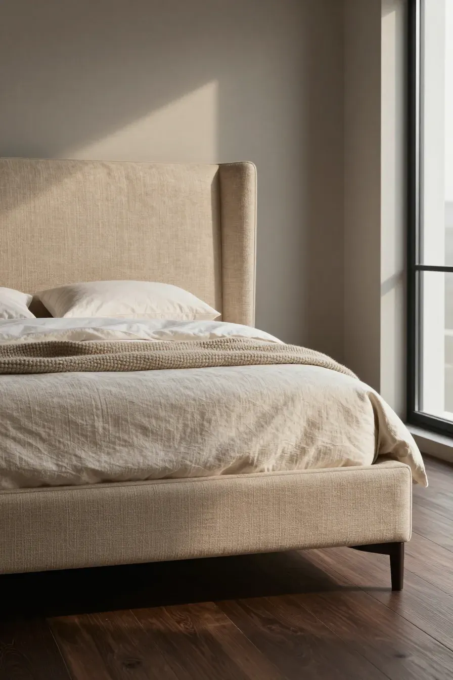 Choosing and Styling an Upholstered Beige Bed for a Comfortable Bedroom ...