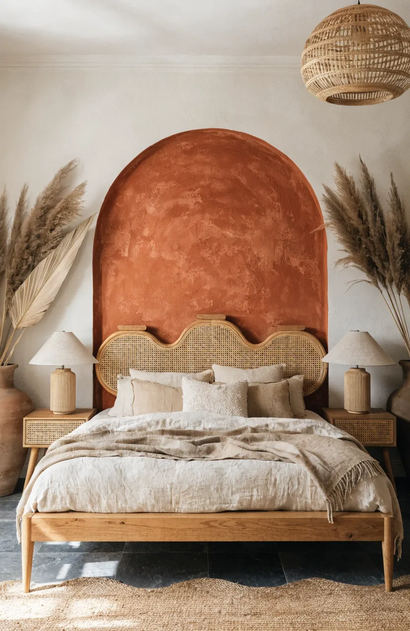 Cozy Earthy Boho Bedroom Ideas for a Stress-Free Space, bedroom, boho bedroom, Terracotta, Cream, Sand, Soft natural morning light