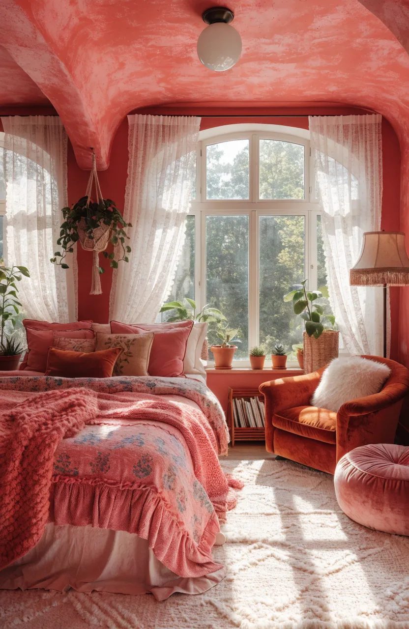 Dreamy Boho Bedroom Ideas with Warm Earthy Tones, bedroom, Modern Boho Bedroom aesthetic, Natural sunlight