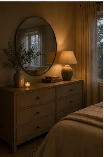 Beige Dresser Styling Ideas for a Calm Bedroom - let one branch or stem add movement