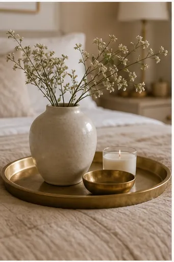 Beige Bedroom Ideas With Gold and White Accents - layer beige around the bed