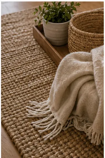 Small Apartment Decor Ideas With Light, Storage, and Texture - repeat materials across zones