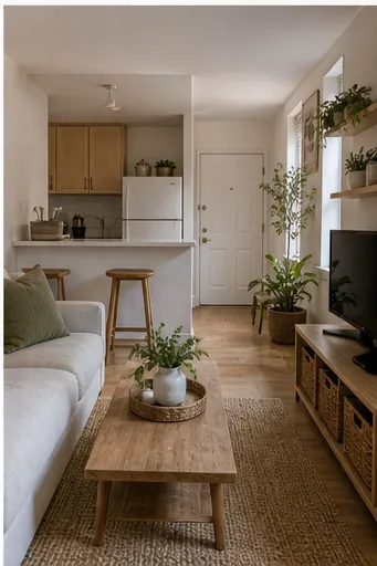 Small Apartment Decor Ideas With Light, Storage, and Texture - keep the center easy to move through