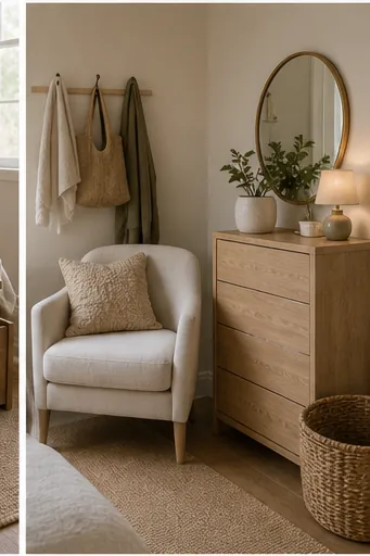 Small Bedroom Layout Ideas With Room for Storage - put baskets where clutter actually lands