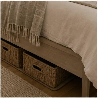 How to Make a Small Bedroom Feel Calm Instead of Cramped - use closed storage for restful surfaces