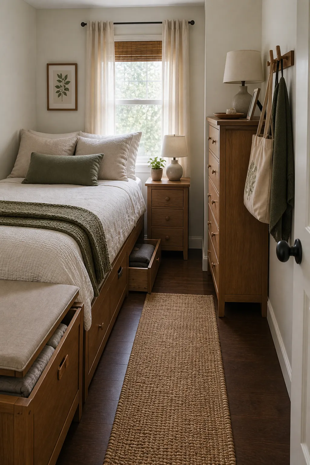 Small bedroom storage furniture with drawer bed tall dresser and storage bench