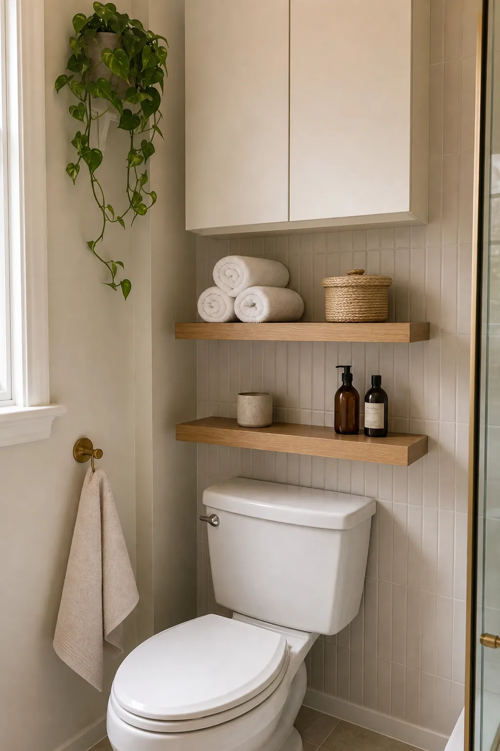 Over toilet wall shelves for compact bathroom organization