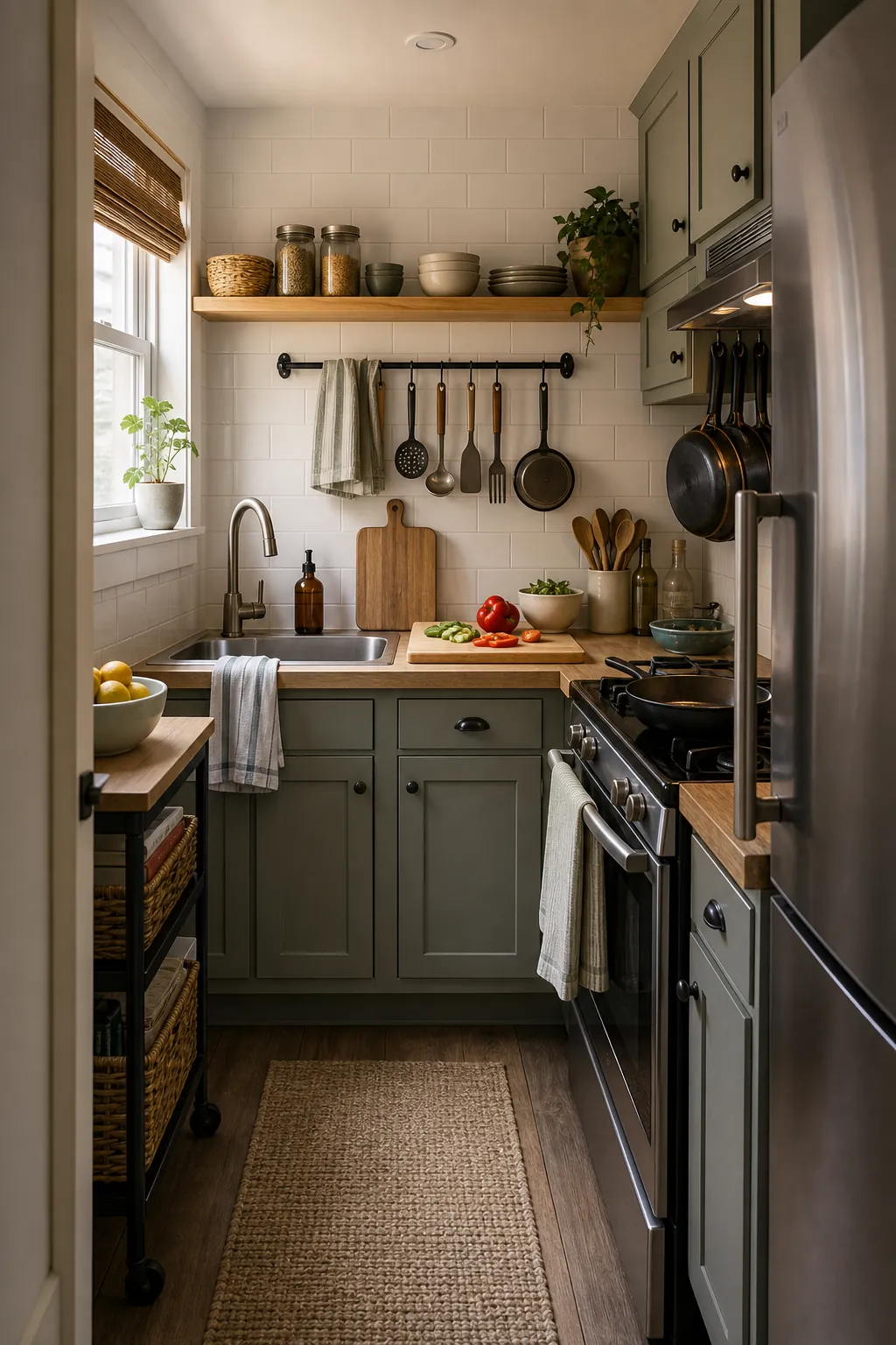 Small kitchen layout arranged for better cooking flow and clear prep zones