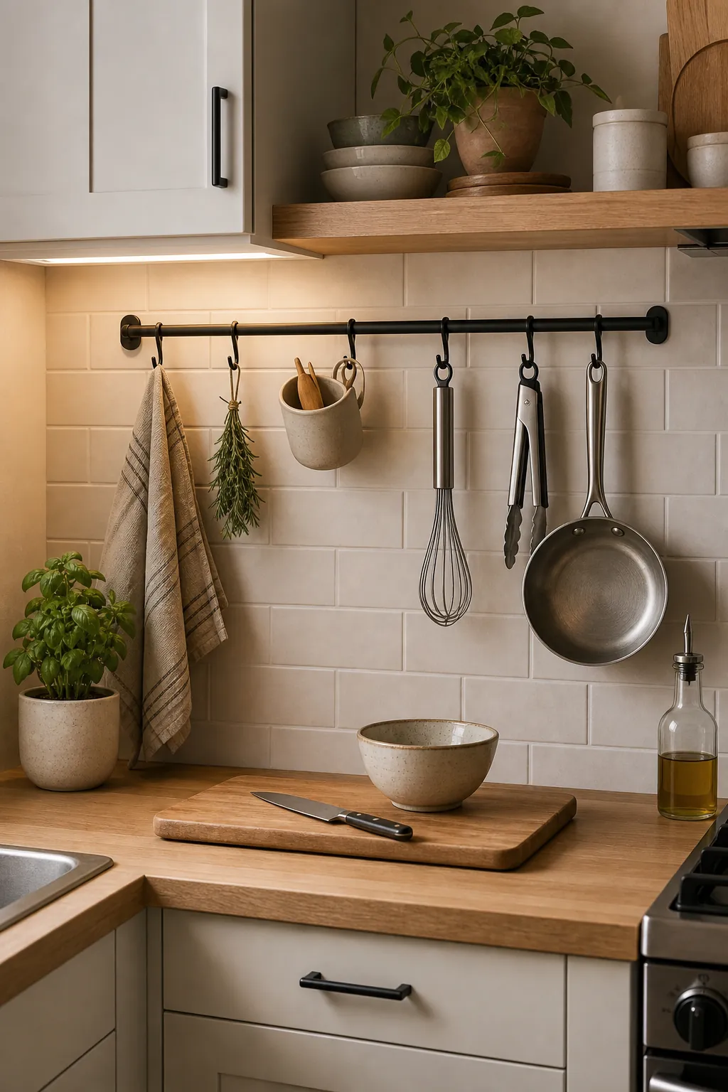 Kitchen. Check Rail How to Use the Wall Space in a Small Kitchen - BambRise