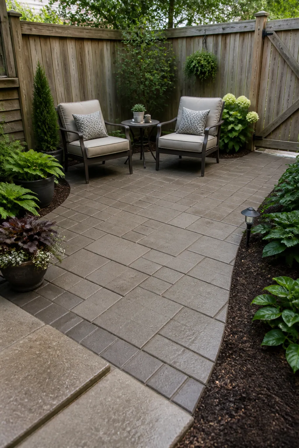 Level paver base turning an awkward backyard corner into usable outdoor seating