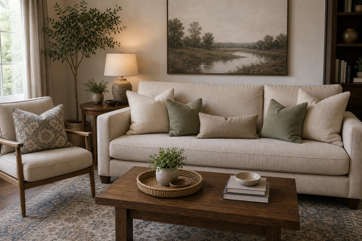 Edited sofa pillow mix with one extra pillow removed