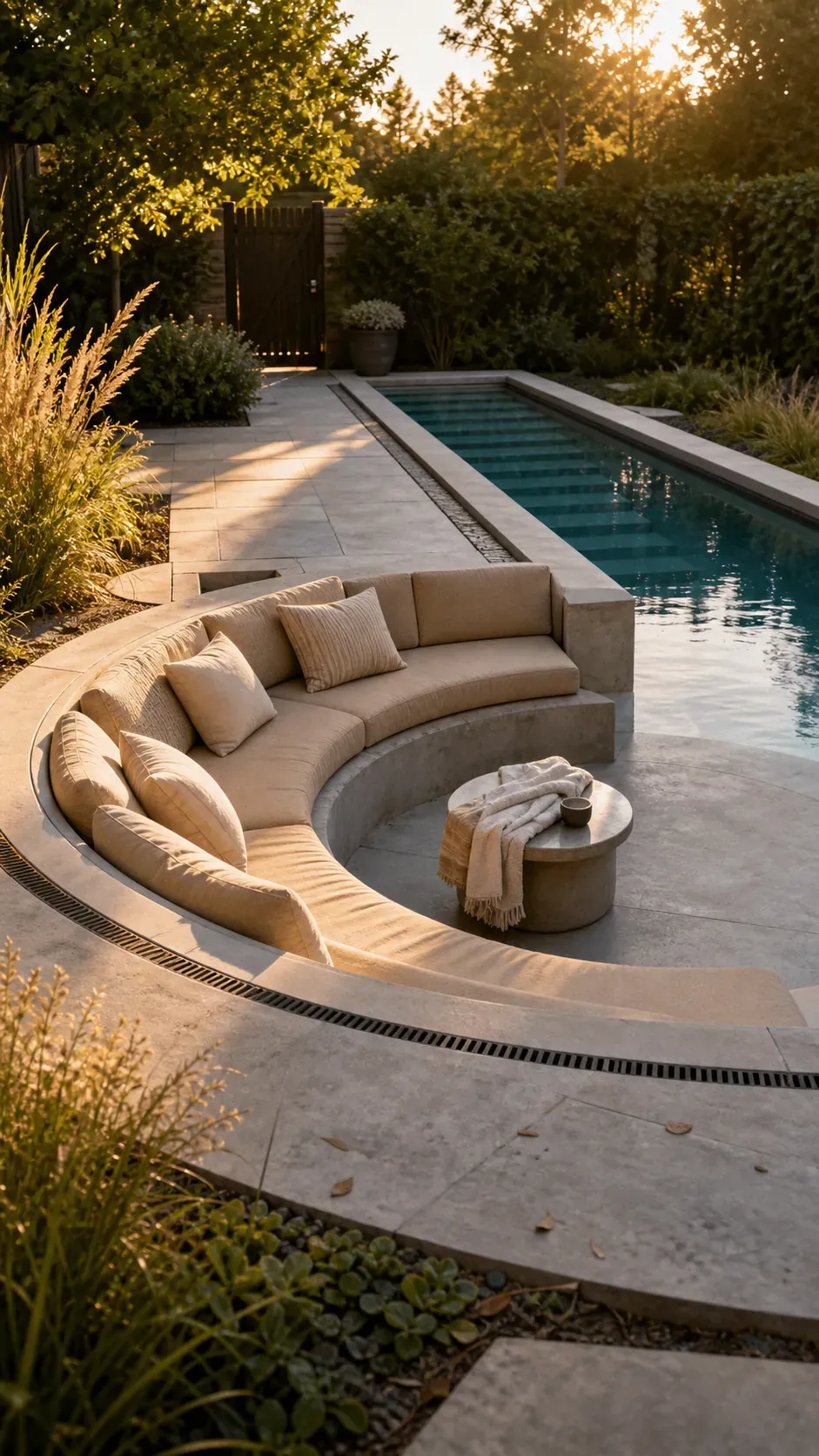 build a sunken lounge beside the pool garden pool design with practical backyard landscaping