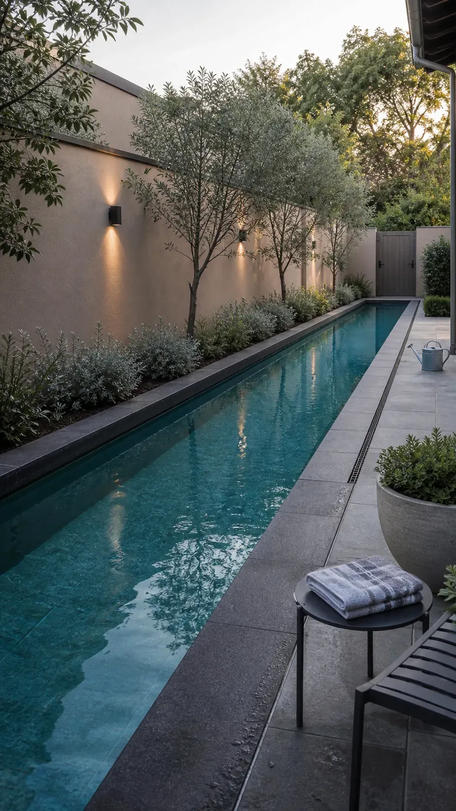 stretch a lap pool along a garden wall garden pool design with practical backyard landscaping