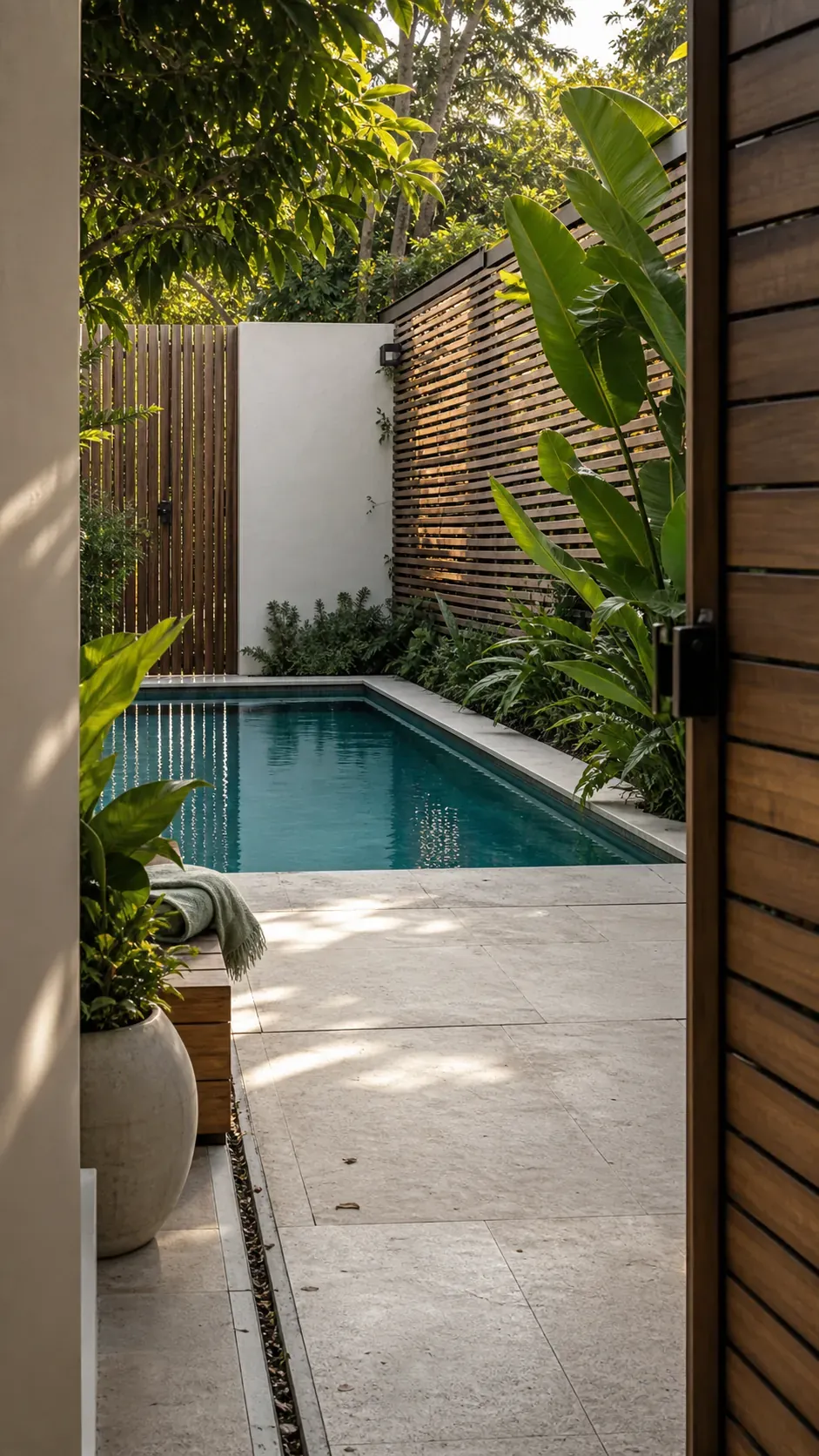 tuck the pool into a private courtyard garden pool design with practical backyard landscaping