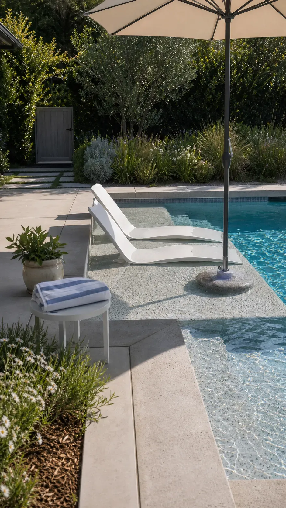 design a family-friendly baja shelf garden pool design with practical backyard landscaping