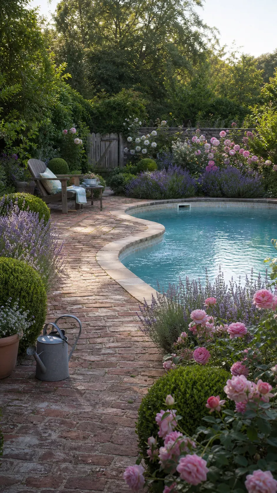 choose a softly curved pool for a cottage garden garden pool design with practical backyard landscaping