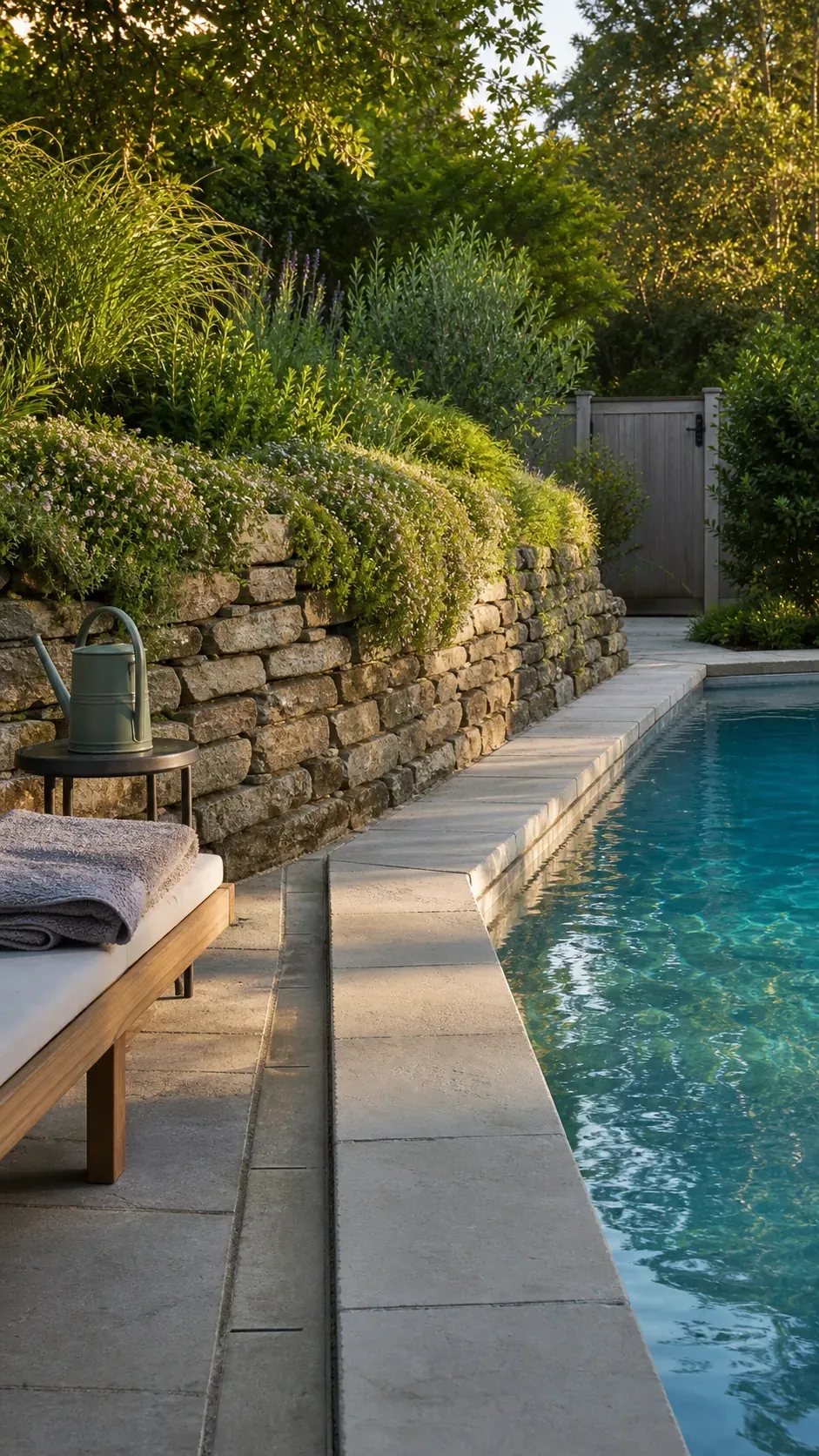 introduce texture with stone retaining walls garden pool design with practical backyard landscaping