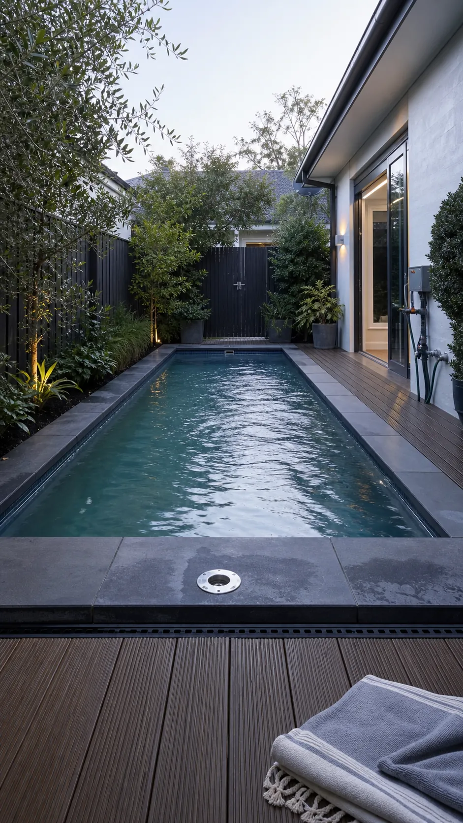 add a countercurrent swim jet for a space-saving small backyard pool
