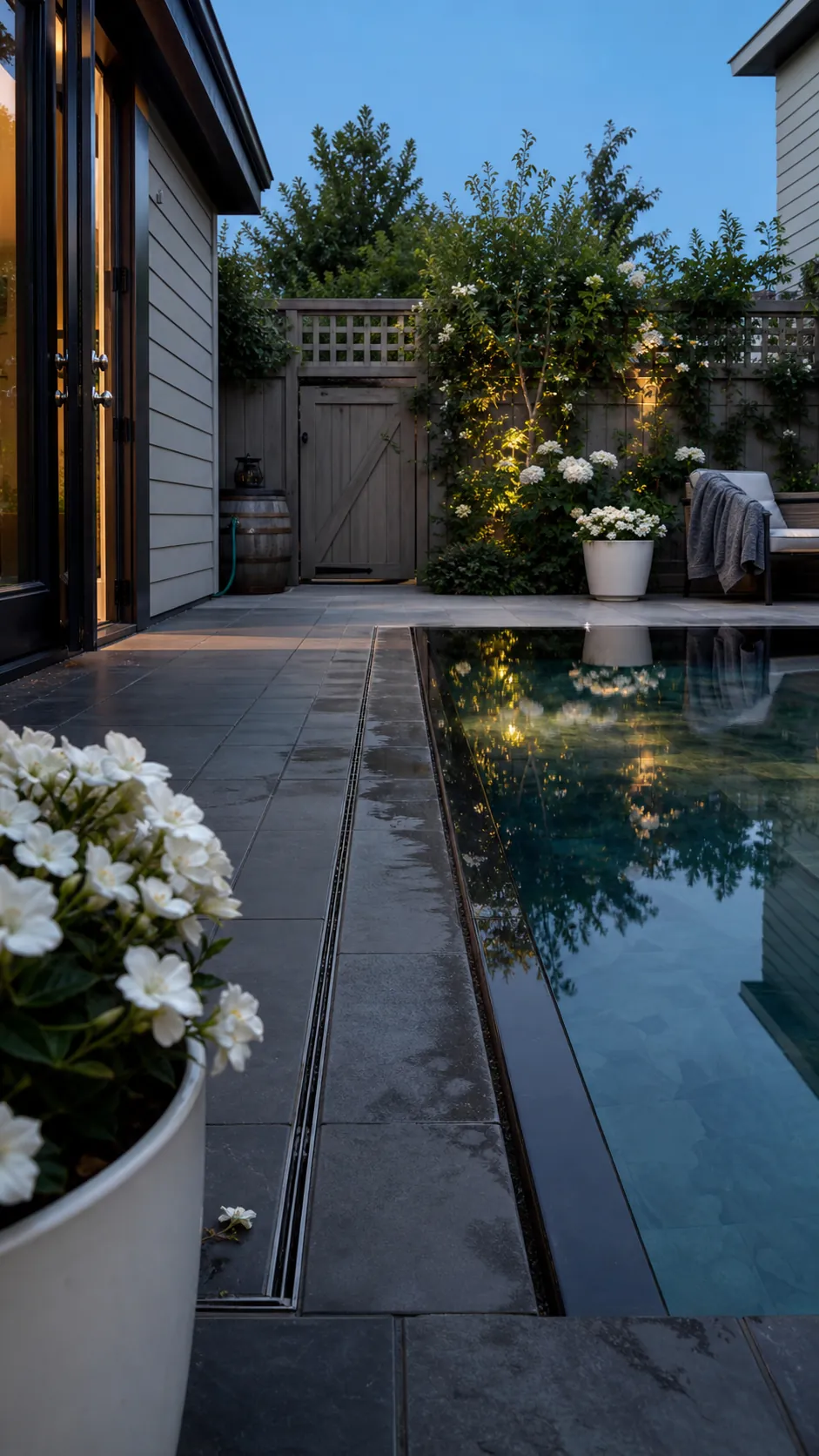 create a deck-level waterline for a space-saving small backyard pool