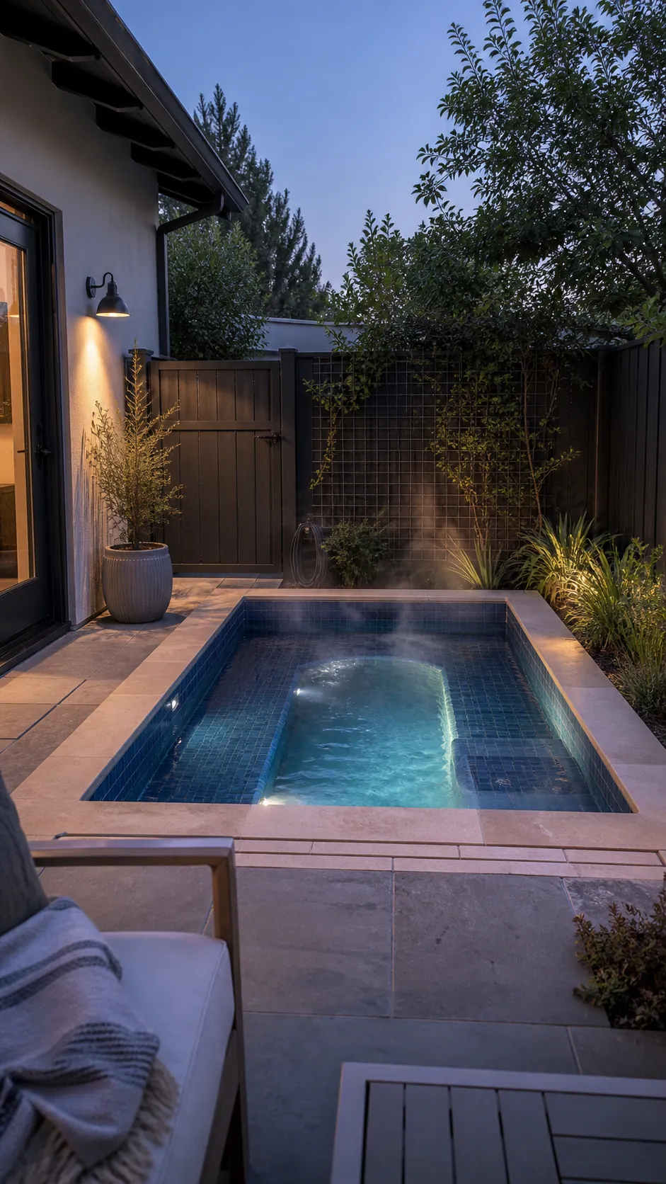 combine a spa and pool in one vessel for a space-saving small backyard pool