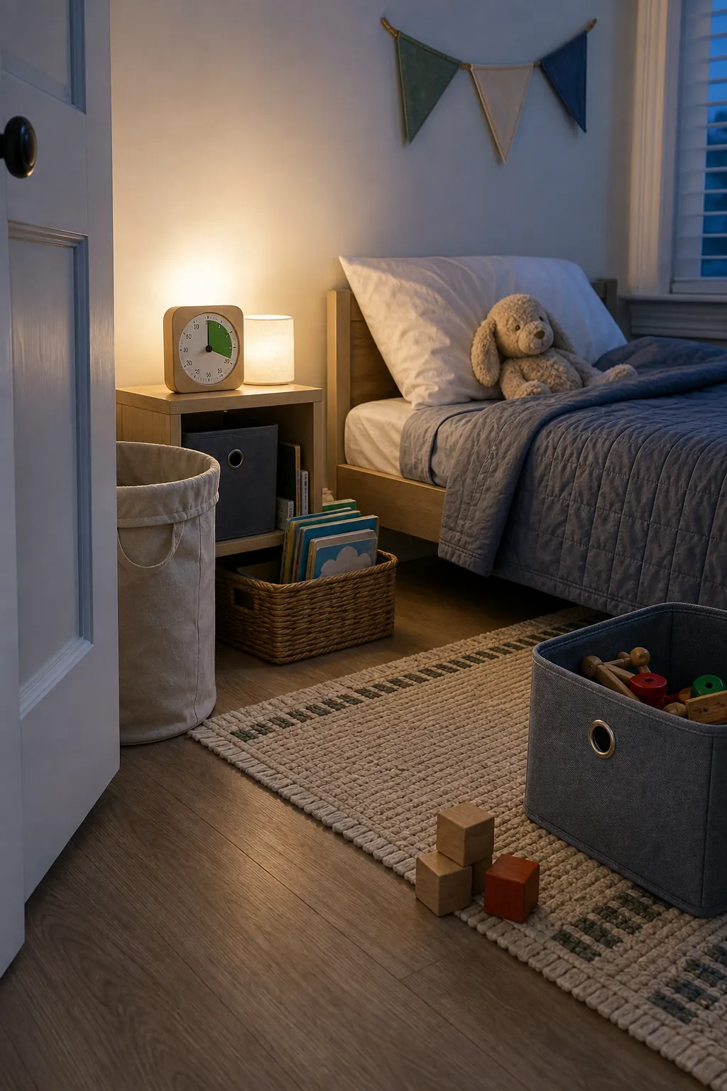 Ten minute bedtime reset routine for a tidy small kids room