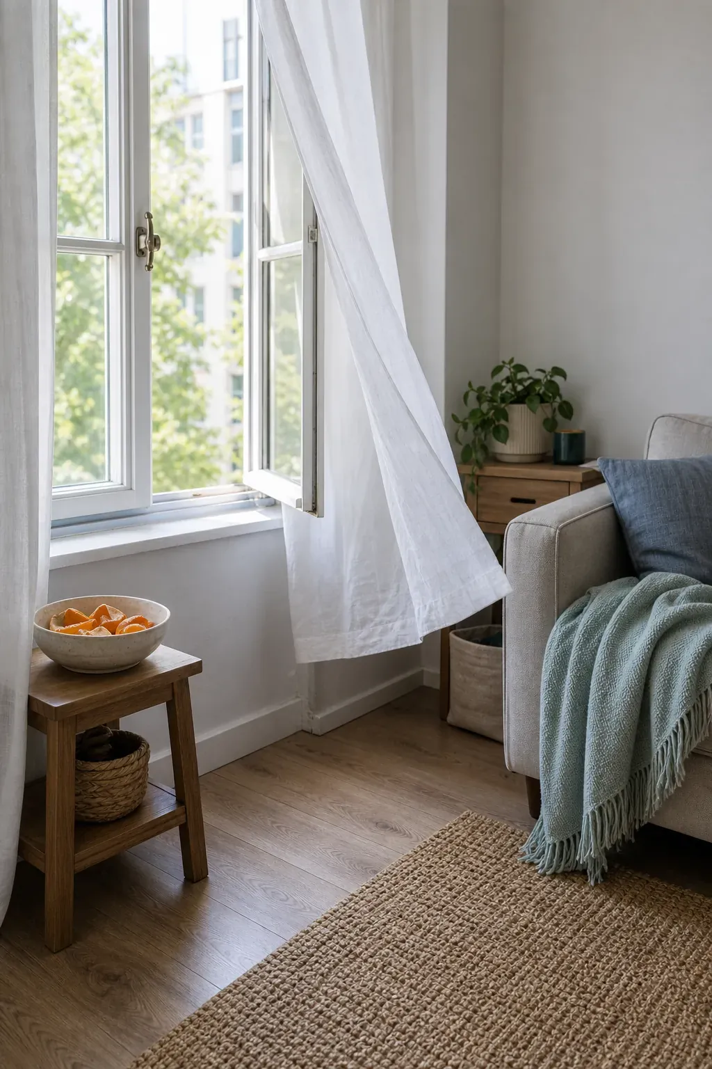 Open-window airflow reset for keeping a small apartment smelling fresh