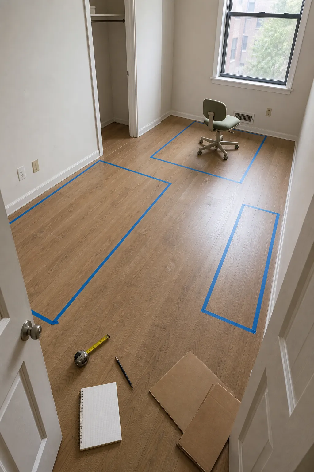 Small kids room floor plan with an open future study zone